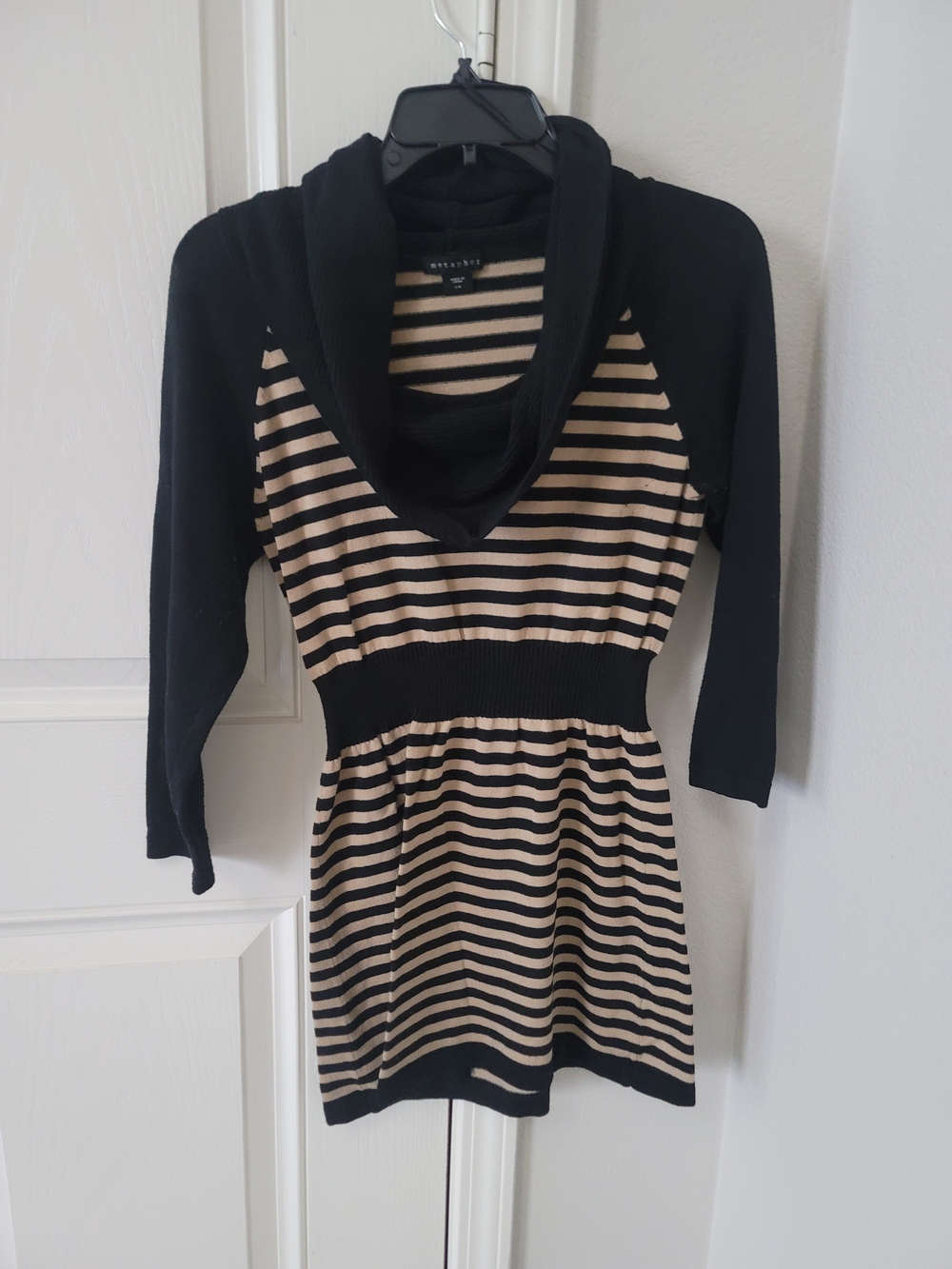 Metaphor Black and Beige Striped Knit Top